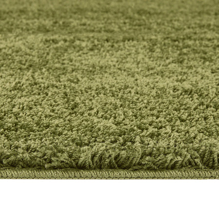 side view Close-up of My Rug Olive 100% Polypropylene frisée fibres
