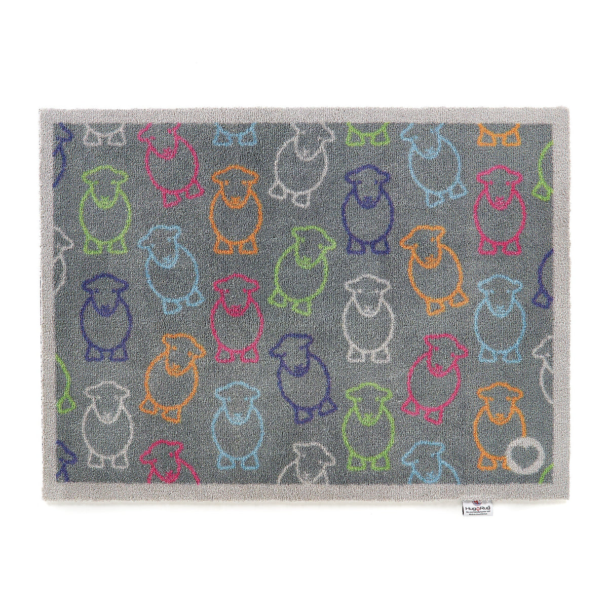 Hug Rug Outline Herdy Doormat with colorful Herdy outline design


