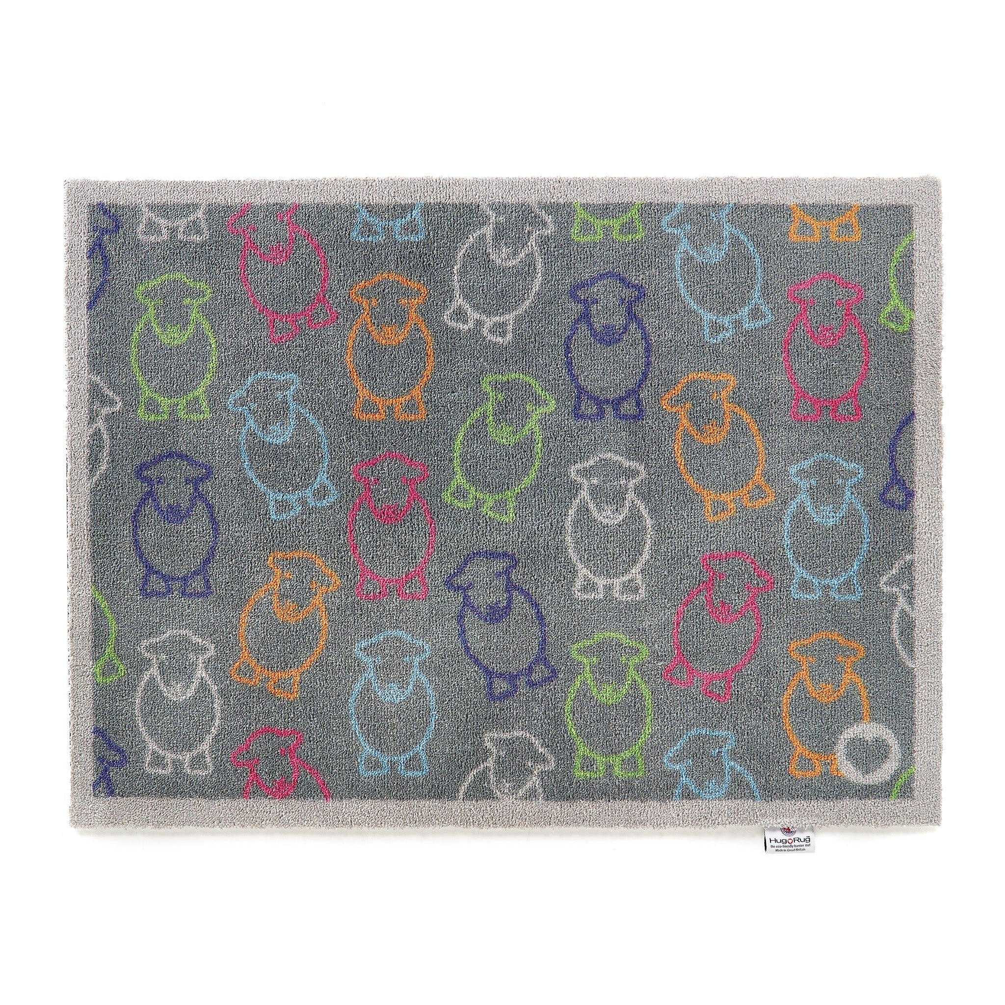 Hug Rug Outline Herdy Doormat with colorful Herdy outline design

