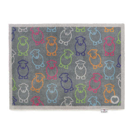 Hug Rug Outline Herdy Doormat with colorful Herdy outline design

