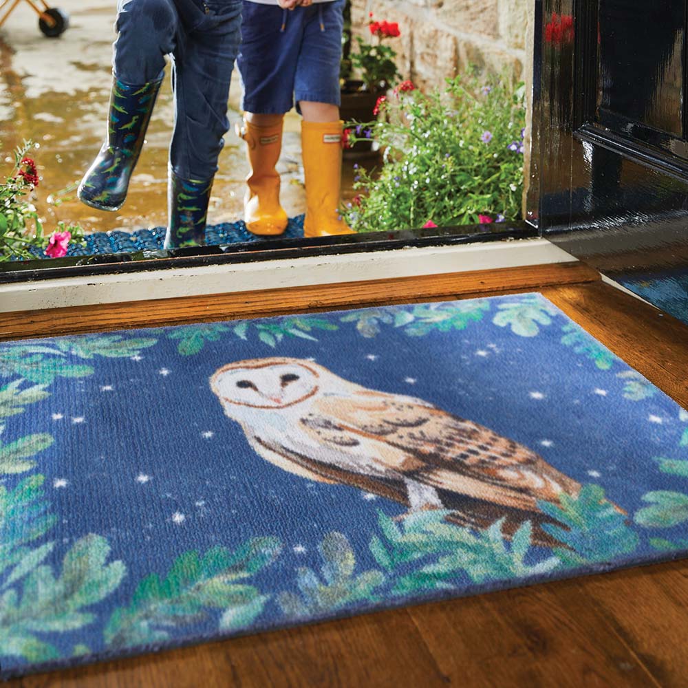 Eco-friendly washable owl-themed doormat

