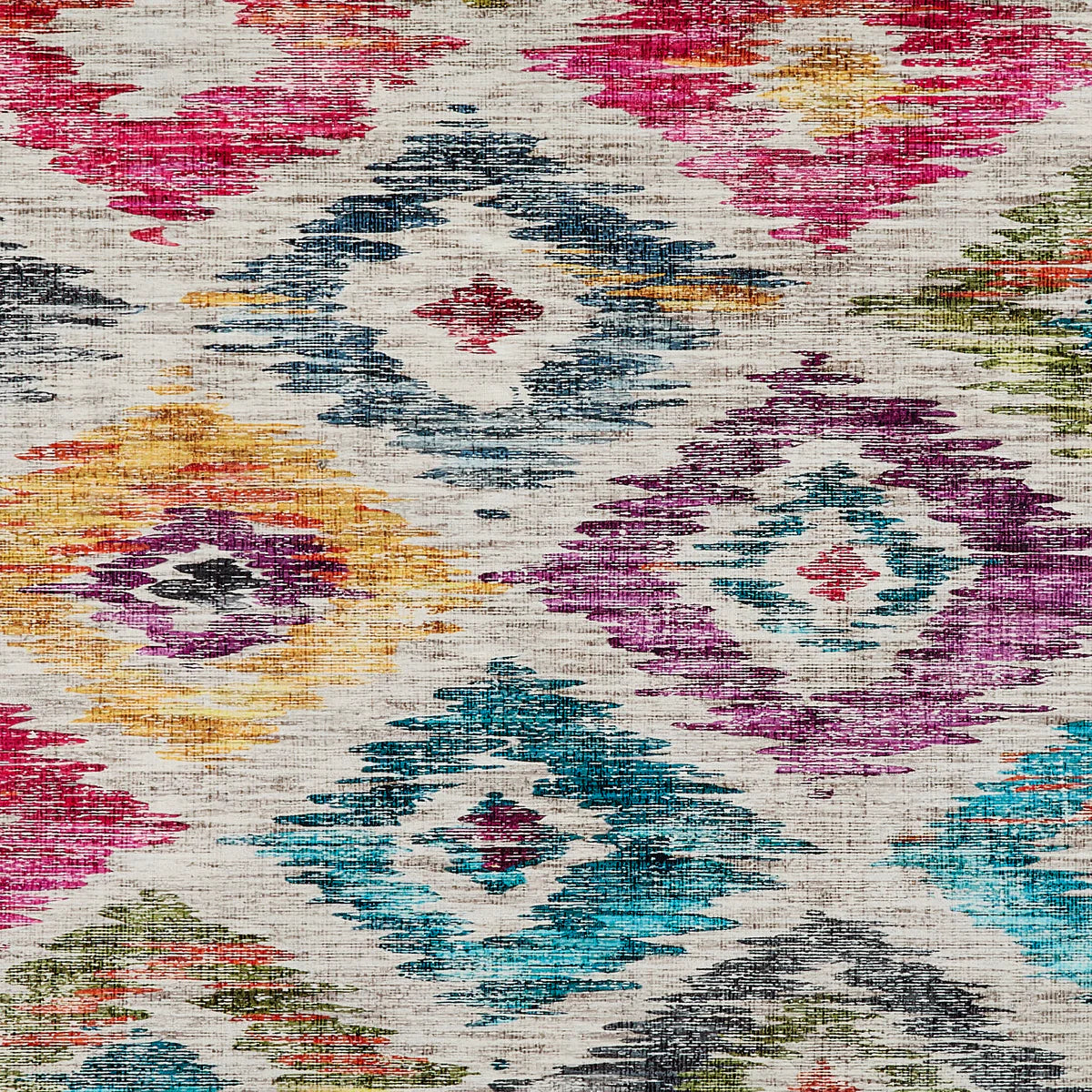Multicolored abstract pattern on a textured fabric background