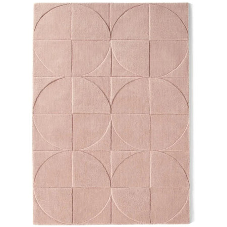 Origins Penny Rug Blush pink wool rug on white background
