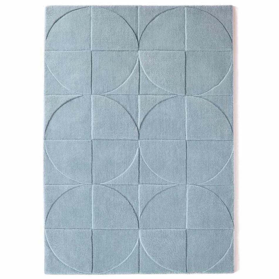 Origins Penny Rug Steel Blue on white background