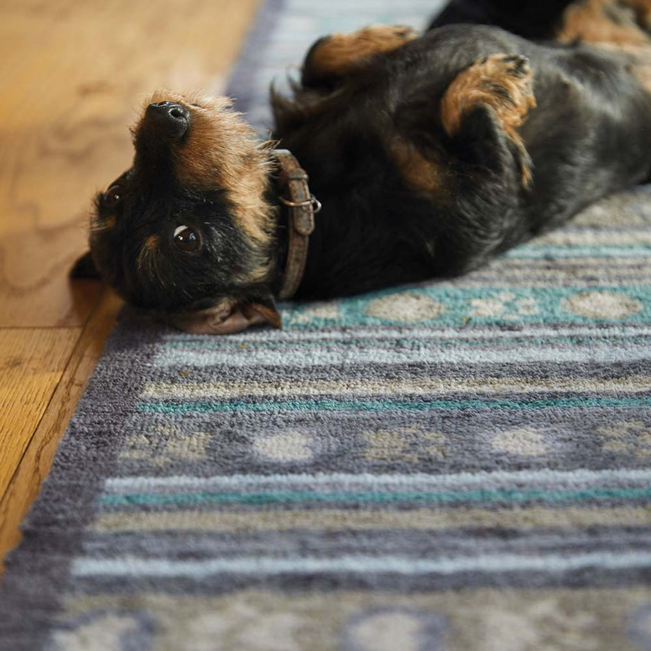 Eco-friendly dog paw print mat with striped design

