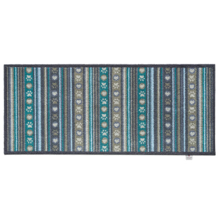 Hug Rug Pet 80 runner with beige, blue, and grey stripes
