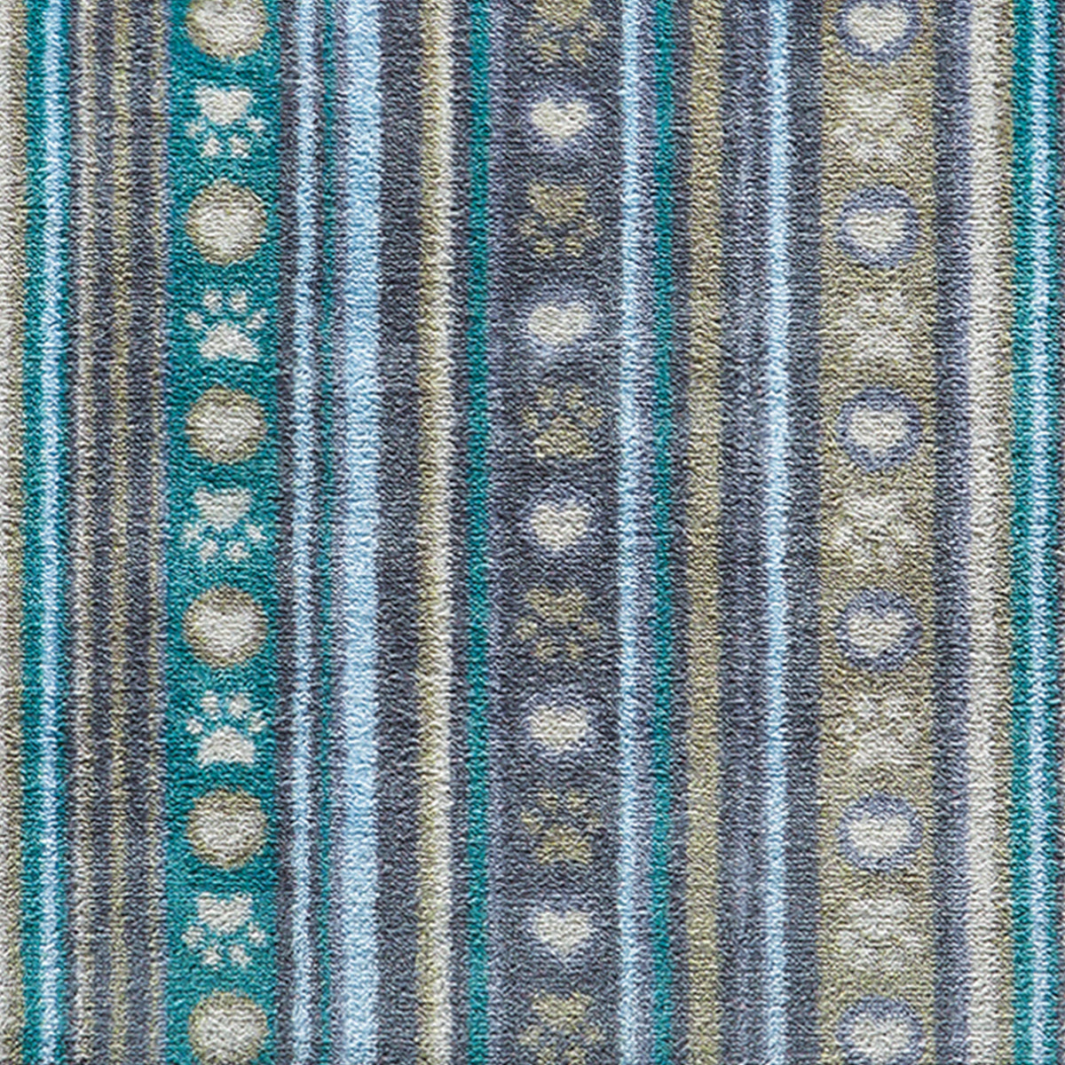 Close-up of Hug Rug Pet 80 textured stripe and paw print detail

