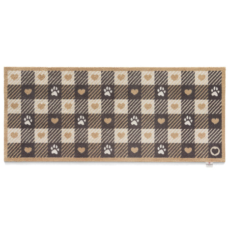Hug Rug Pet Check 1 neutral check runner with paw prints


