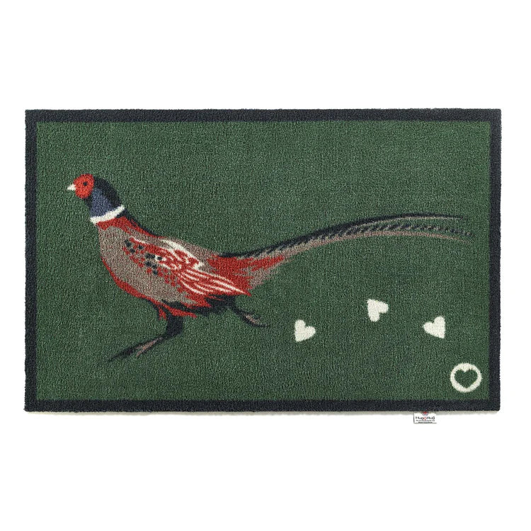 Hug Rug Pheasant Green 2 Barrier Mat placed in a rustic hallway – Perfect for trapping dirt and moisture