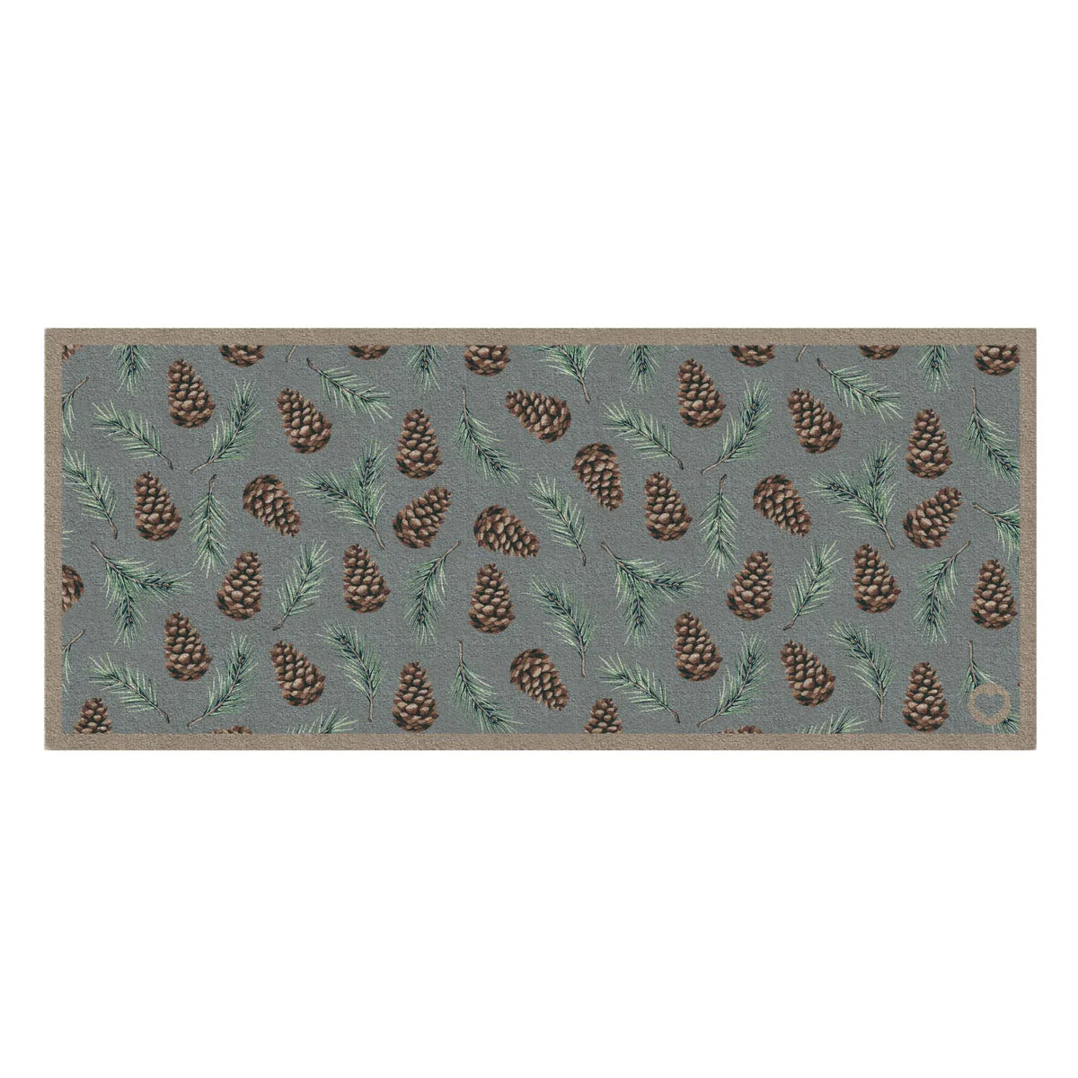 Hug Rug Runner Pinecones washable doormat on duck egg background