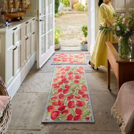 Hug Rug Poppies Galore in hallway entryway

