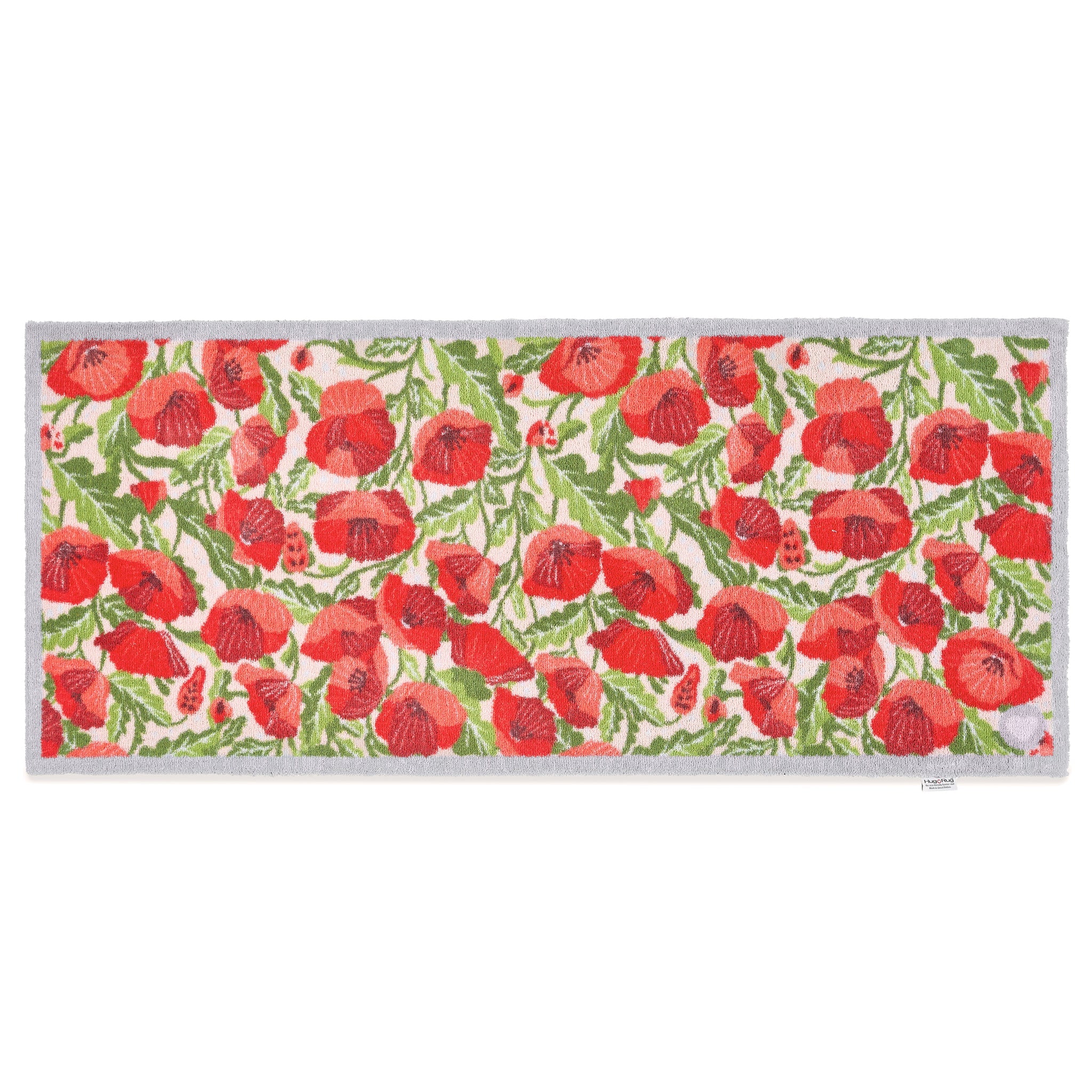 UK-made runner machine washable Hug Rug with poppies Galore floral

