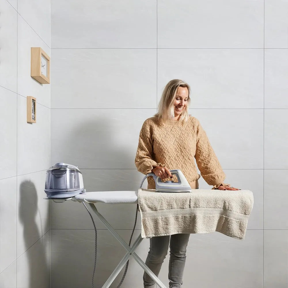 Dumawall+ Larisa Large Bathroom Tile 90x50cm – Waterproof Beige Marble-Effect PVC Panel