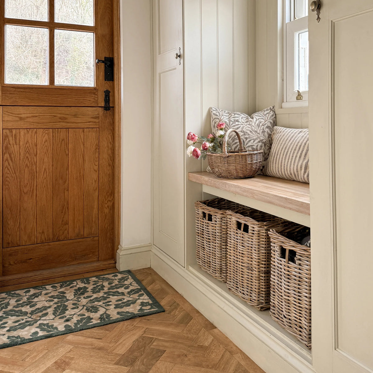 Hug Rug Royal Oak laid flat on wooden flooring

