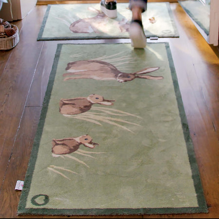 Hug Rug Rabbit 1 Doormat in a rustic home setting

