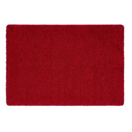 Red rectangular rug on a white background