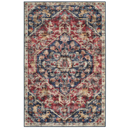 Royal Heritage washable rug in blue, red and cream tones

