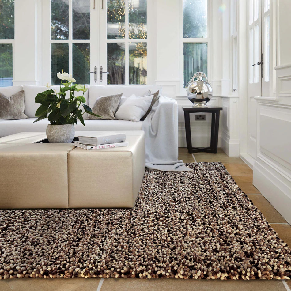 Origins Rocks Shaggy Natural wool rug – thick pile