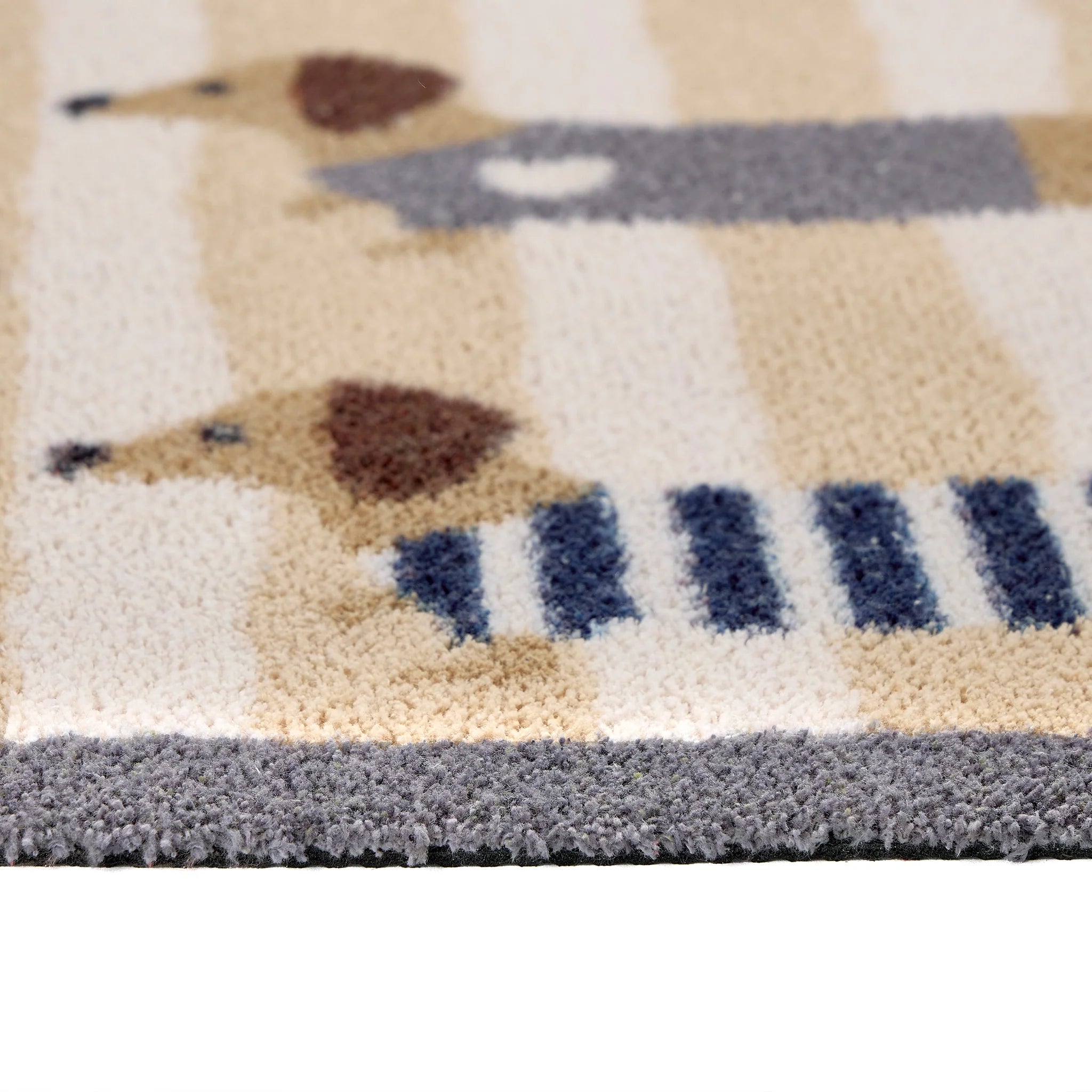 Hug Rug close-up of dachshund design and grey border

