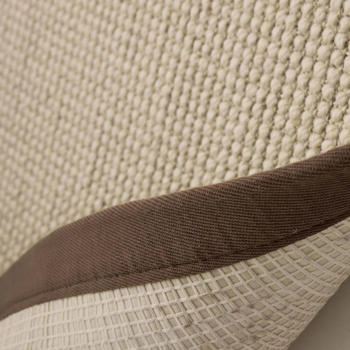 Durable latex-backed Mocha Bouclé rug for kitchens