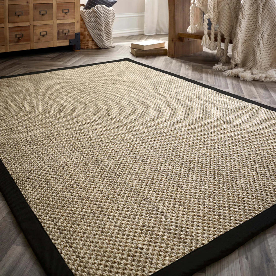 Origins Sisal Rug Light Beige with Black Border in hallway décor