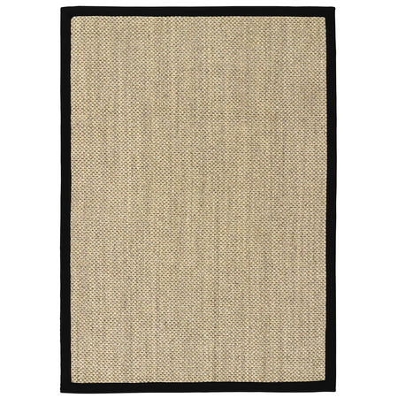 Origins Sisal Rug Light Beige with Black Border on white background