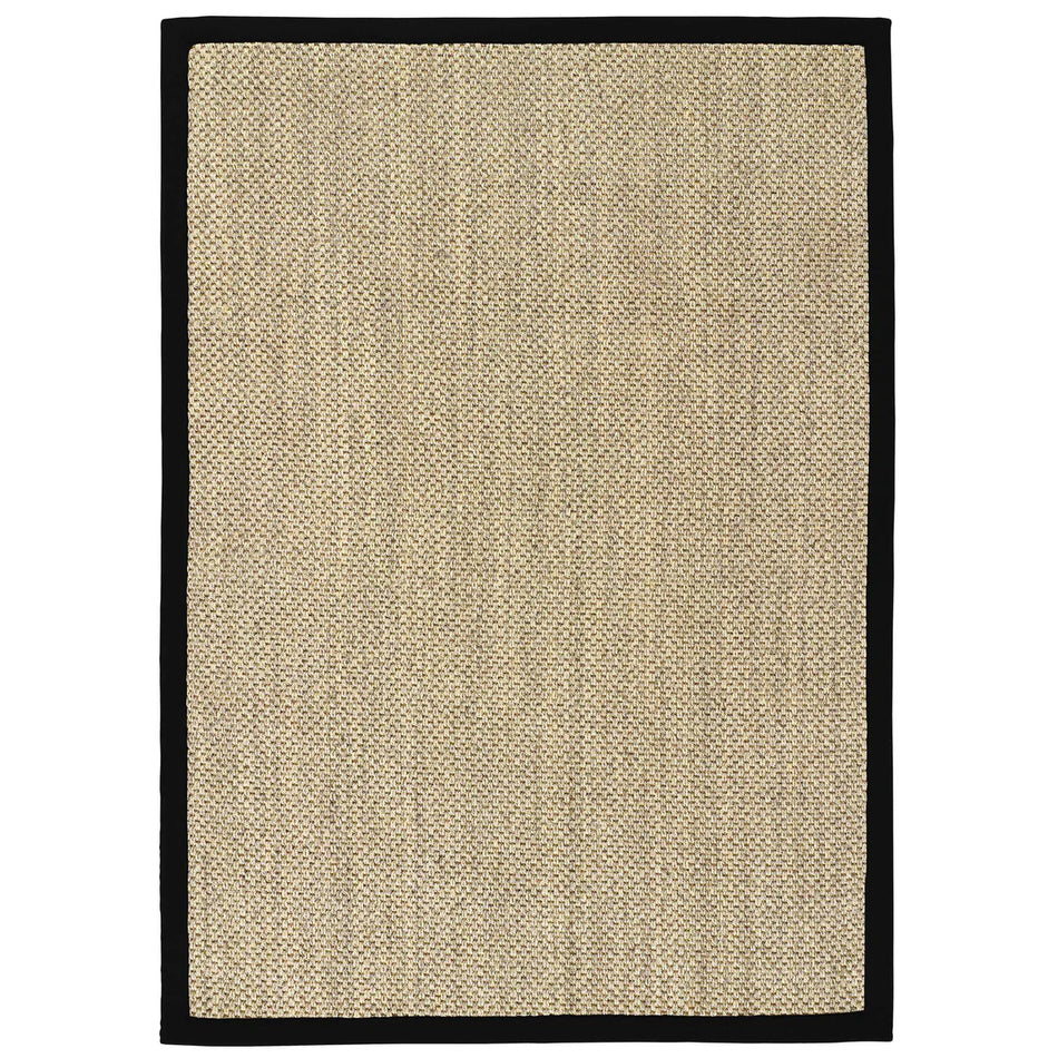 Origins Sisal Rug Light Beige with Black Border on white background