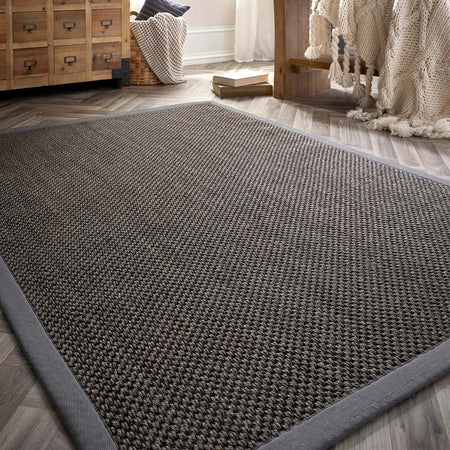Origins Sisal Rug Grey with Dark Grey Border in hallway
