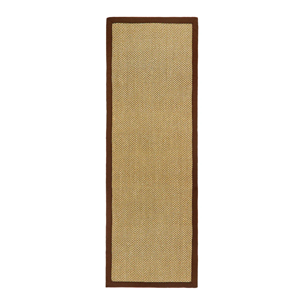 Origins Sisal runner Natural with Dark Brown Border on white background