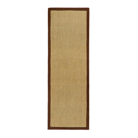 Origins Sisal runner Natural with Dark Brown Border on white background