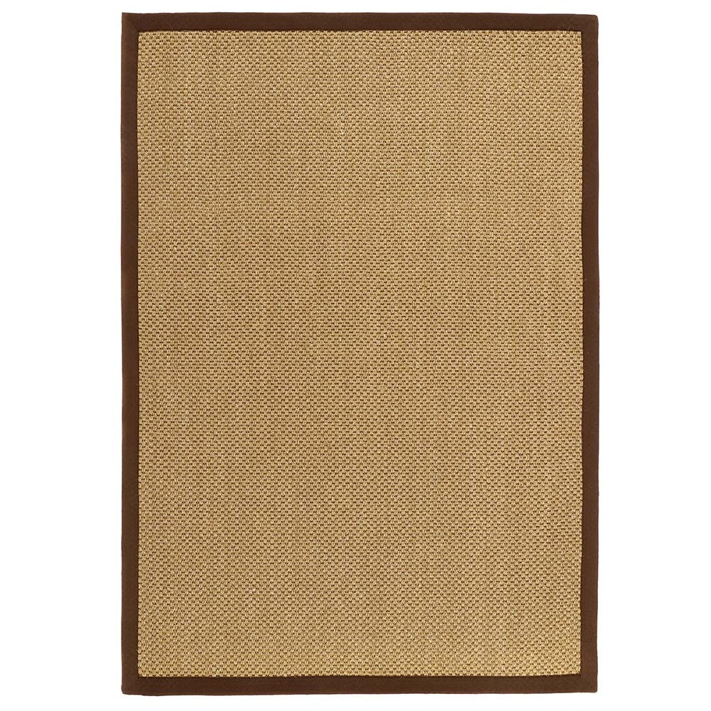 Origins Sisal Rug Natural with Dark Brown Border on white background