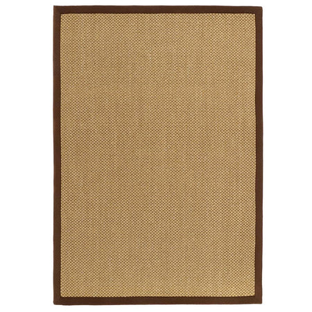 Origins Sisal Rug Natural with Dark Brown Border on white background