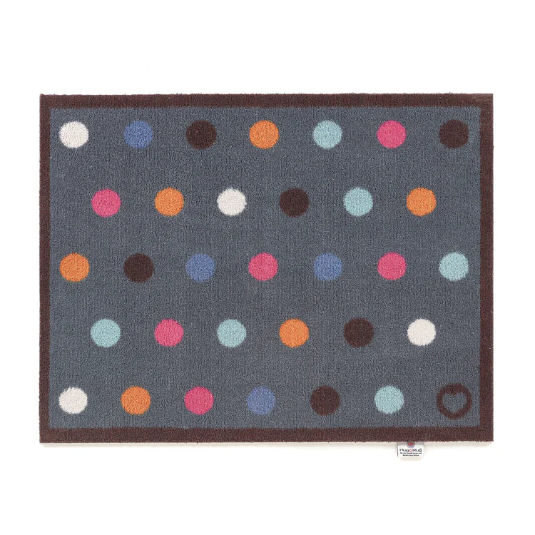 Hug Rug Modern Spot 12 with multicolour spots on blue