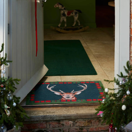 Hug Rug Tartan Stag catching dirt at entrance

