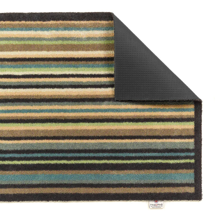 Non-slip recycled rubber backing on Hug Rug Stripe 84

