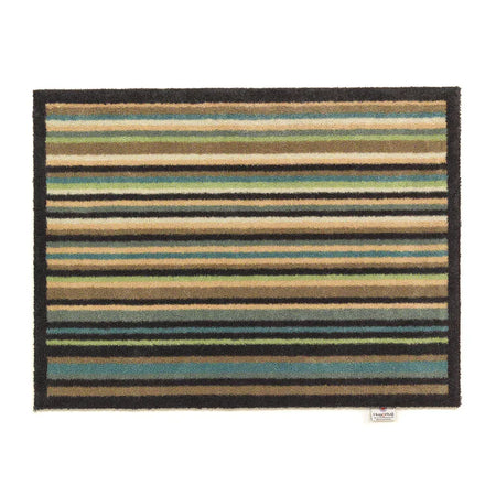 Hug Rug Modern Stripe 84 doormat with horizontal navy and beige stripes


