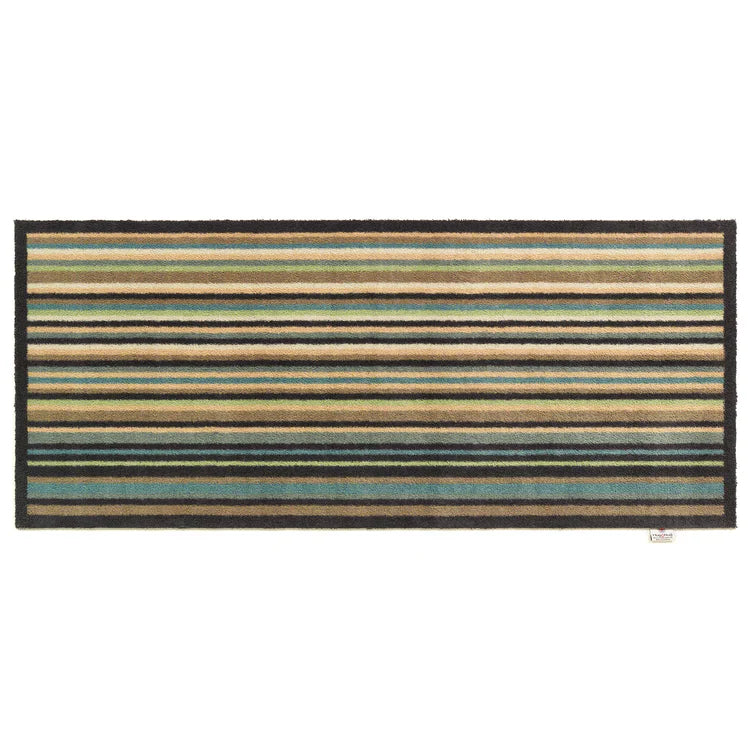 Hug Rug Modern Stripe 84 runner with horizontal navy and beige stripes

