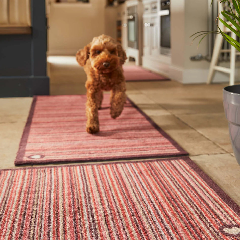 Multicolour striped eco mat in red, pink, green, and blue