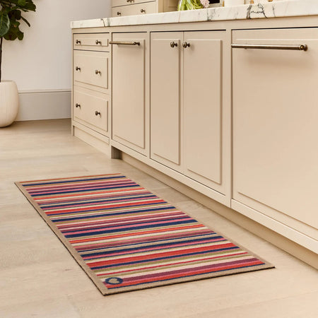 Colourful striped eco-friendly mat in pink, red, and orange