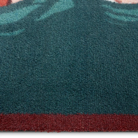 Close-up of duck illustration on teal background