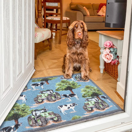 Hug Rug Farmyard catching dirt at farmhouse doorway


