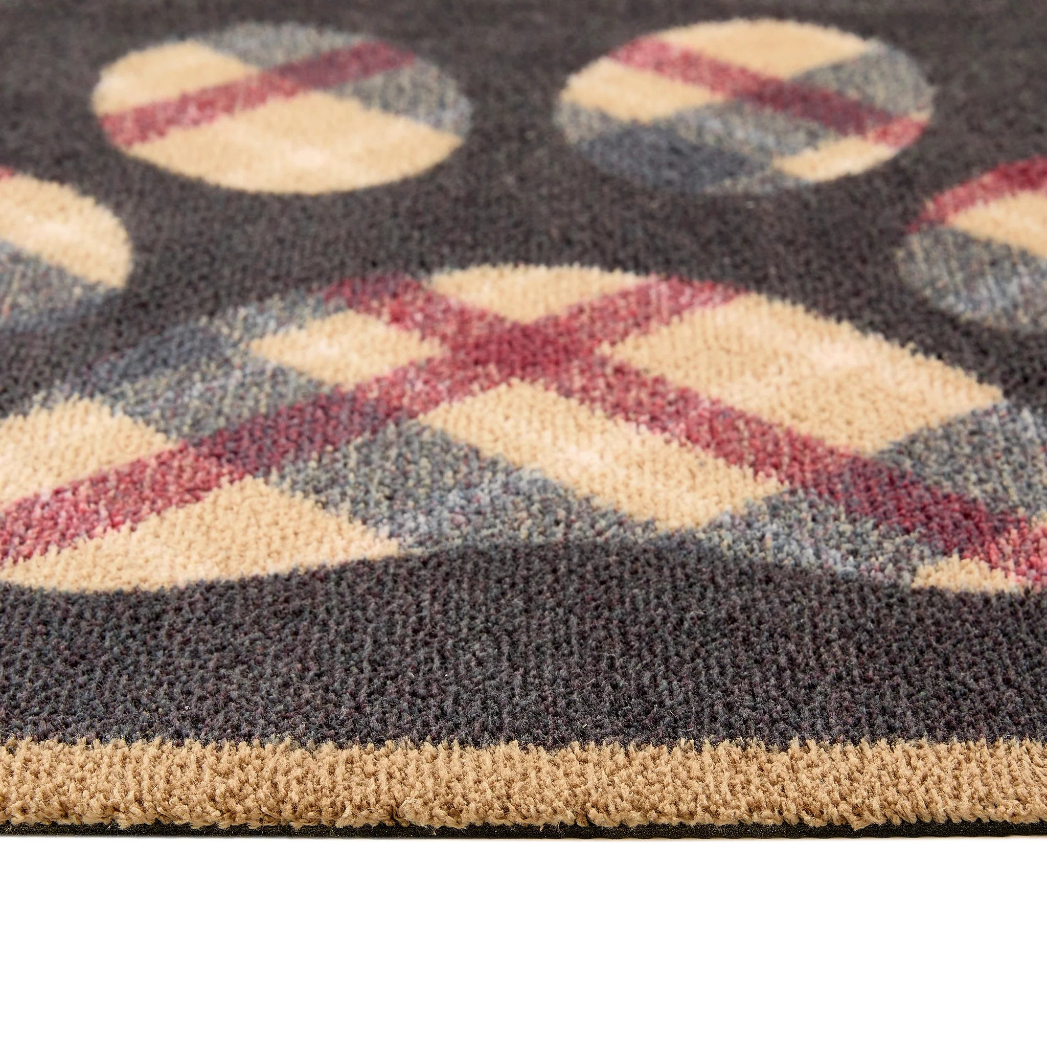 Hug Rug Tartan Paw runner with beige, navy and mauve pattern


