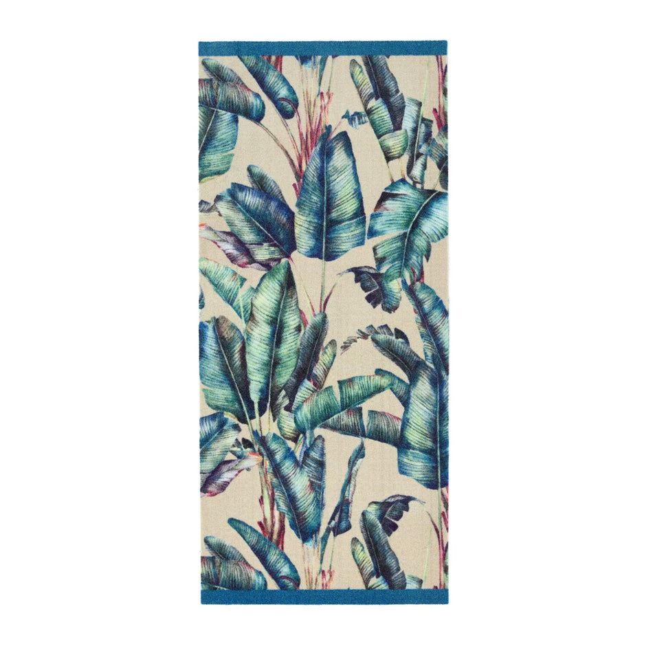 My Mat Studio Collection Pastel Palms Coir Doormat 67x150cm – Large Designer Entrance Mat with Tropical Palm Print & PVC Backing