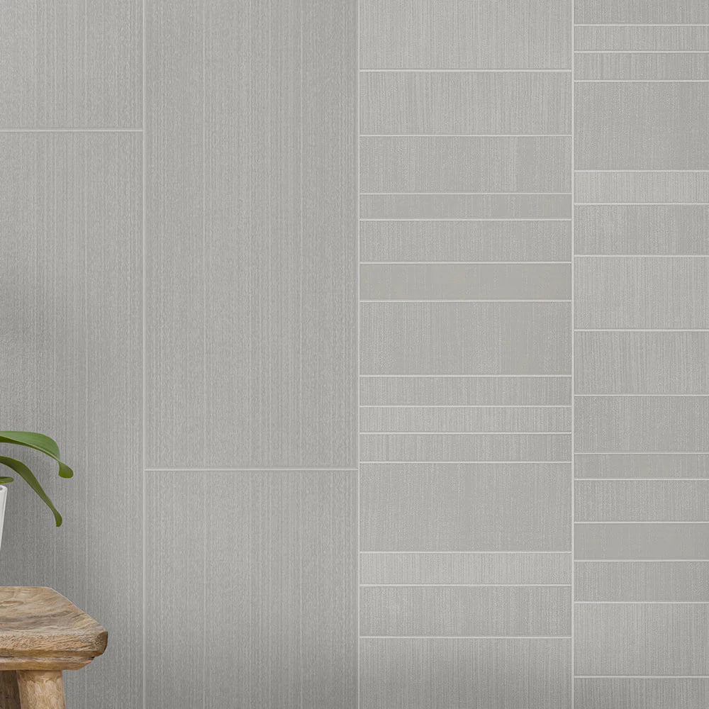 glossy silver tile-look wall panel pack