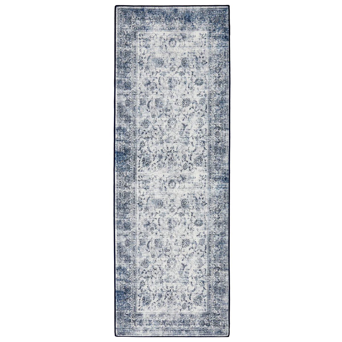 Hug Rug Vintage Imperial runner with ornate blue floral pattern

