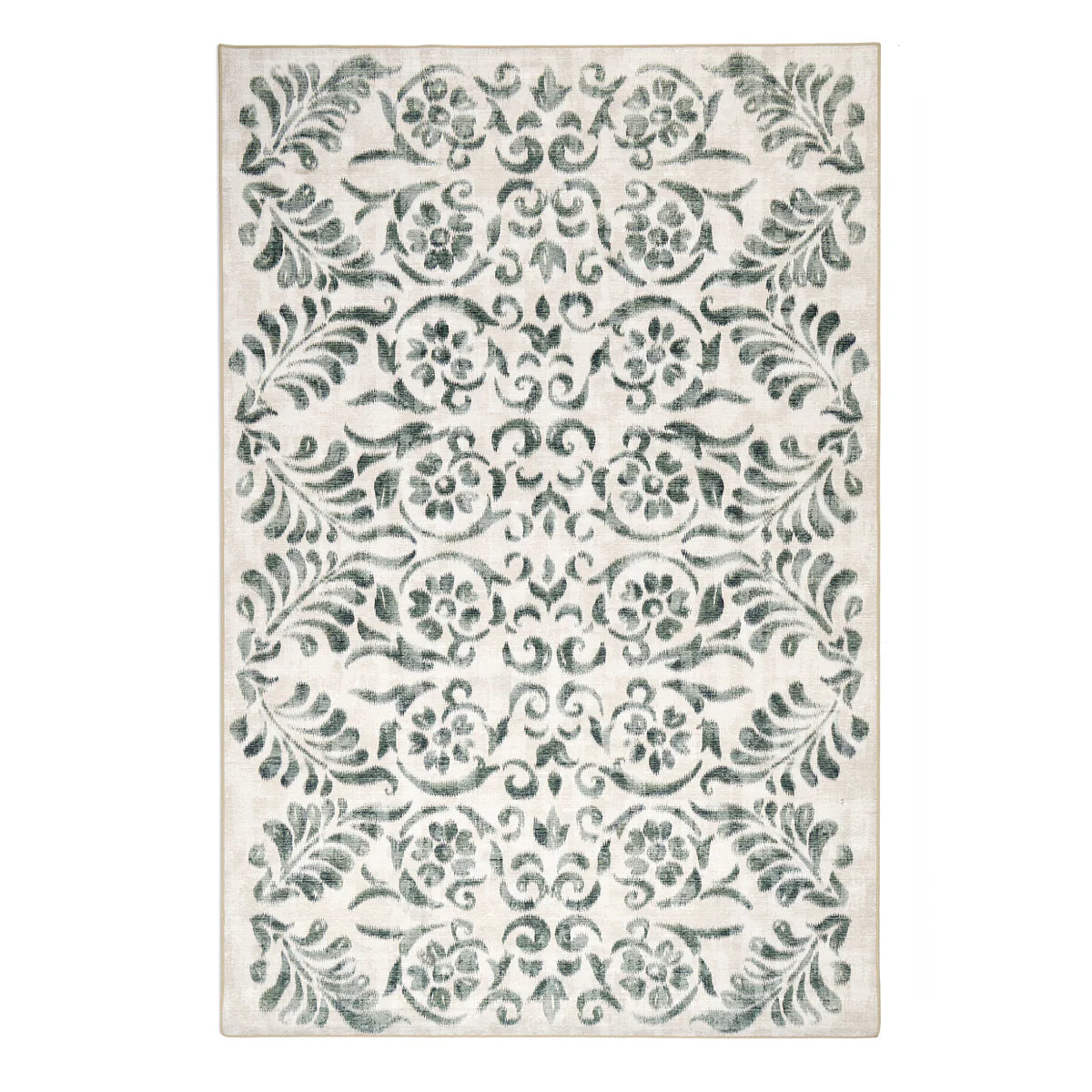 Hug Rug Vintage Scroll Green full rug view

