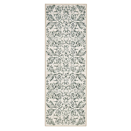 Hug Rug Vintage Scroll Green full rug runner view
