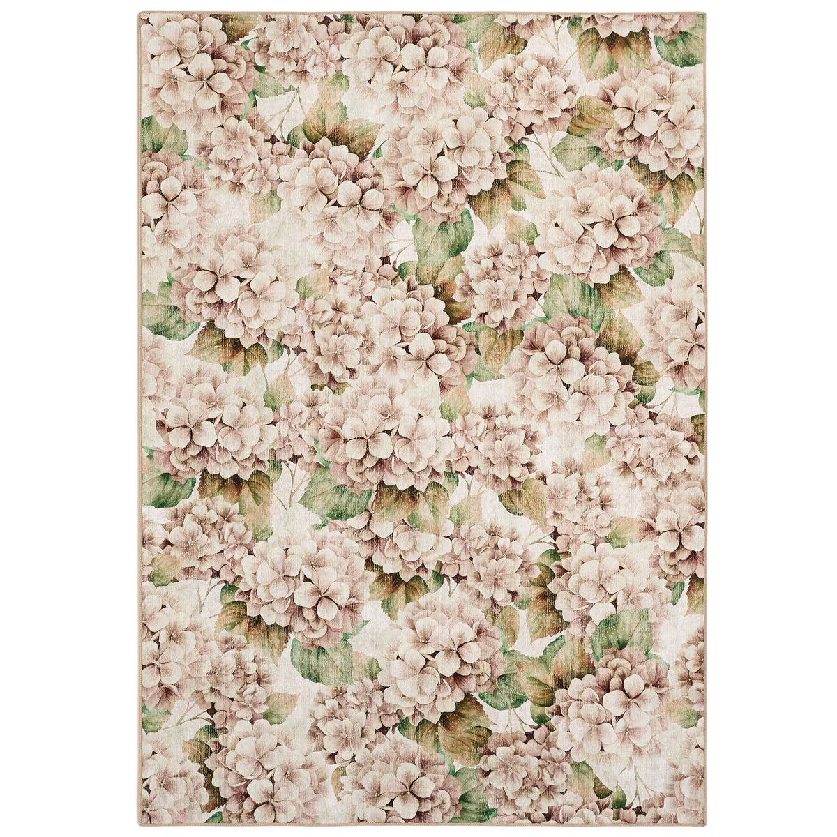 Hug Rug Wild Hydrangea floral washable rug full view

