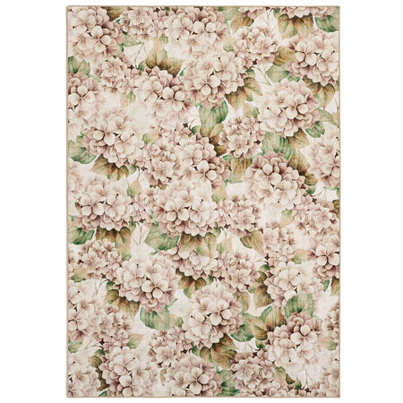 Hug Rug Wild Hydrangea floral washable rug full view

