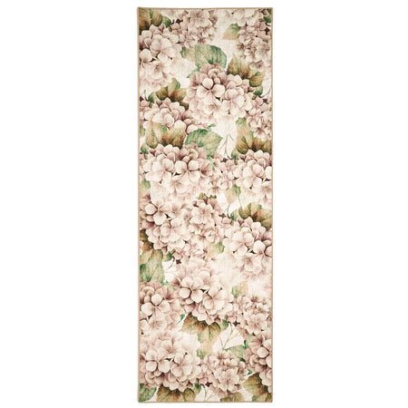 Hug Rug Wild Hydrangea floral washable runner rug full view

